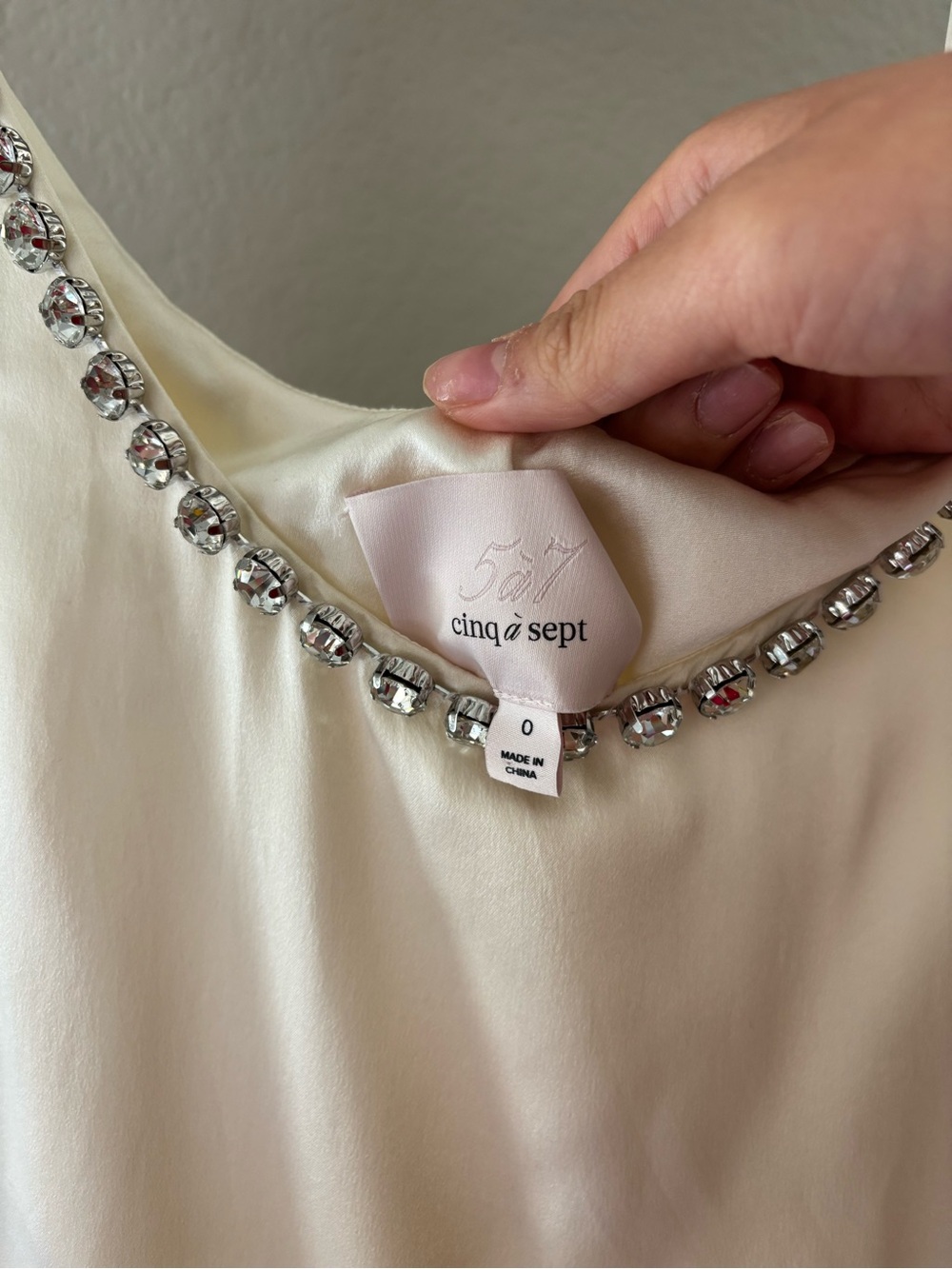 cinq à sept Embellished Ivory Silk Tank
